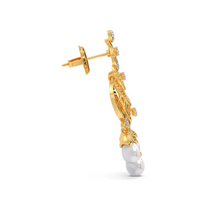 Royal Chandelier <b>Diamond</b> Drop <b>Earrings</b> with Triple White Stone <b>Dangles</b> - Product Image 3