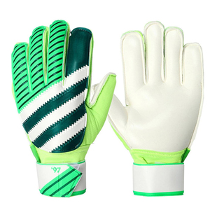 Football Goalkeeper Gloves Full Finger Non-Slip Breathable Adjustable Wrist <b>Strap</b> Unisex Green White PU Leather Silicone Printed - Product Image 1