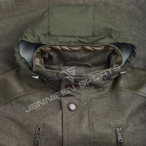 Chaqueta de Hombre de Alta Calidad para Caza, 100% Lana, Abrigo Largo con Cuello Alto y Cremallera, Transpirable, Resistente al Viento, Ecológica, para Otoño - Product Image 4