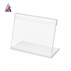 Support magnétique en acrylique moderne de qualité supérieure en forme de L, pour étiquettes de prix, incliné, transparent, pour table ou comptoir, 90x65mm, lot de 50 pièces - Product Image 3