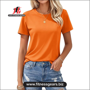Camiseta de Manga Corta con Cuello Redondo para Mujer, Color Azul Sólido, Tejida, Casual, Holgada, Transpirable, de Secado Rápido para Verano - Product Image 5