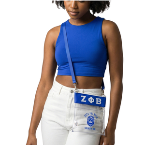 Bolso bandolera transparente Zeta Phi Beta, azul real, con letras griegas, bolso transparente para estadio, correa ajustable, accesorio de hermandad - Product Image 5