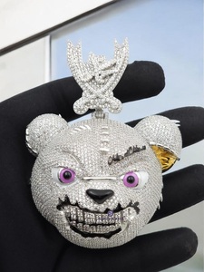 จี้หมีประดับเพชรโมอิสซาไนต์แบบ Iced Out เครื่องประดับฮิปฮอป สร้อยคอทองคำสีกุหลาบสั่งทำพิเศษสำหรับงานปาร์ตี้ - Product Image 4