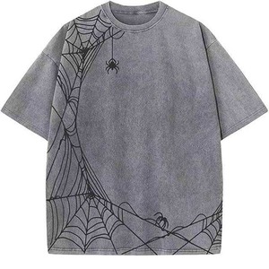 เสื้อยืดผู้ชายทรงปกติ สีเทา พิมพ์ลายหัวใจหนาม แขนสั้น คอกลม ผ้าฝ้ายเจอร์ซีย์ ระบายอากาศได้ดี น้ำหนัก 220 กรัม - Product Image 1