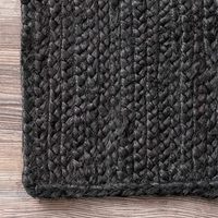 Tapis ovale noir fait main en jute, tapis d'intérieur en fibres naturelles, tapis tressé bohème style farmhouse pour la décoration du salon et de la chambre