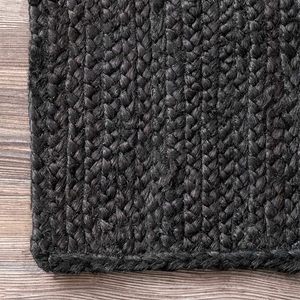 Handmade Black Oval Jute <b>Rug</b> Natural Fiber Area Carpet Braided <b>Boho</b> Farmhouse <b>Rug</b> For Living Room Bedroom Decor - Product Image 3