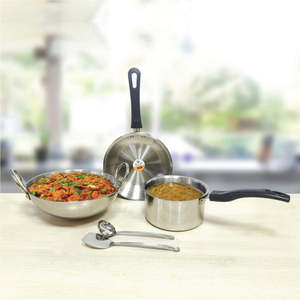 Imperial Hammered 5 PCS <b>Cookware</b> <b>Set</b> Stainless Steel - Product Image 4