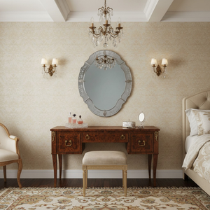 Luxury Venetian Oval Wall <b>Mirror</b> with Antique Etched Floral Frame | Vintage Decorative Accent <b>Mirror</b> for Living Room Home Decor - Product Image 3