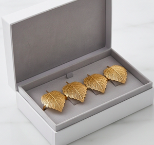 Anillos de Servilleta con Diseño de Hoja en Oro, Porta Servilletas Metálicos de Lujo para Bodas, Accesorios Especiales para Cocina y Bodas - Product Image 6