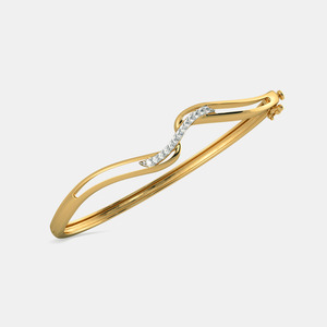 Brazalete Abierto de Oro con Diamantes en Forma de Ola - Product Image 3