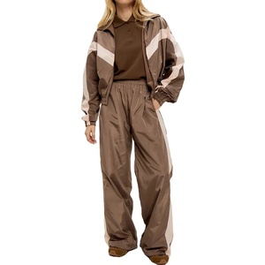 Contrast Color Long Sleeve Cardigan & Elastic Waist Pants | Comfortable Athleisure <b>Tracksuit</b> Set - Product Image 1