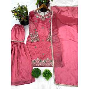 Designer Women's Top-Bottom and Dupatta <b>Set</b> with Heavy <b>Embroidery</b> Sequence Work - Product Image 1