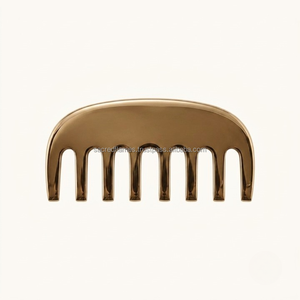 Peigne à cheveux artisanal en laiton pur Kansa, à dents larges, pour stimulation du cuir chevelu, acupression des méridiens, outil de massage détoxifiant, OEM - Product Image 1
