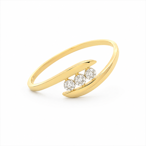 Anillo de Lujo con Tres Piedras de Moissanita, Oro Amarillo Vermeil de 10K, Forma Redonda, Anillo de Diamantes para Aniversario de Bodas - Product Image 3