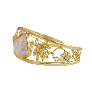 Brazalete de Perlas Barrocas de Agua Dulce Honeybee con Baño de Oro, Estilo Bohemio Clásico para Mujer - Product Image 3