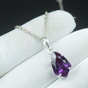 จี้รูปทรงโล่ห์อะเล็กซานไดรต์แบบมินิมอล เงินแท้ 925 เปลี่ยนสีได้ สร้อยคอ ของขวัญประจำเดือนมิถุนายน - Product Image 4