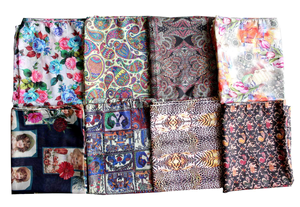 Écharpes et foulards imprimés en soie indienne pour femmes, lots en gros, foulards de cou, bandeaux pour cheveux, multicolores, cadeau ethnique, style bohème chic - Product Image 4