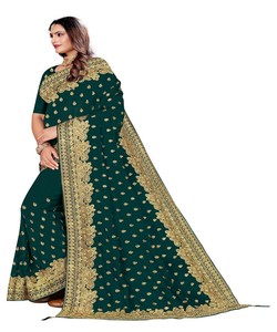 Sari de diseño Georgette con bordado y blusa sin coser 63697 Listo para enviar a EE. UU. y Europa, venta al por mayor de saris indios - Product Image 2