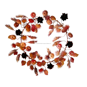 Corona de hierro forjado con diseño de flores y hojas, decoración de fiesta, estilo, boda, hogar, puerta principal - Product Image 1