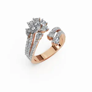 New Design Eternal Bloom of Pear Lab Grown <b>Diamond</b> <b>Ring</b> Round & Pear Cut Gold Luxury IGI Certified VVS Clarity Women - Product Image 5