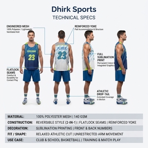 Maillot de lacrosse réversible personnalisé en gros, débardeur en maille pour hommes, maillots de sport sublimés OEM en gros Sialkot - Product Image 5