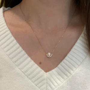 Pendentif en perle d'océan Akoya japonaise, or 18 carats, demi-lune, diamant, niveau céleste, exquis, pendentifs en diamant pour clavicule, charmes - Product Image 4