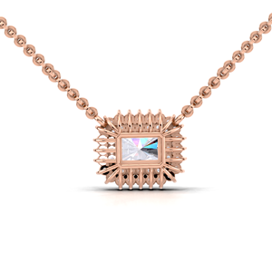 Collar con colgante de diamante de corte radiante de 1 quilate con doble halo en oro amarillo, blanco y rosa de 9 quilates de lujo. |   Joyería Fina para Mujer - Product Image 3