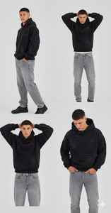 Sudadera con Capucha Elite Constellation Fragment – Felpa Negra Premium de Alto Gramaje, Diseño Asimétrico con Tachuelas Plateadas - Product Image 1