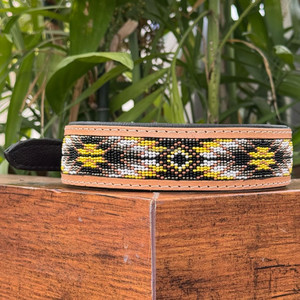 High Quality Adjustable Hand Tooled Leather Beaded Pet Collars Soft <b>Padded</b> Genuine Cowhide Leather Durable Heavy Duty Dog Collar - Product Image 4