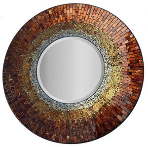 Miroir mural rond en mosaïque fait main, miroir décoratif en verre pour salon, chambre, entrée, salle de bain, décoration de maison de luxe - Product Image 1