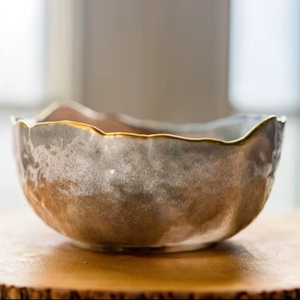 Bol décoratif fait main, bol en résine personnalisé, porte-clés décoratif avec bord doré/argenté - Product Image 1