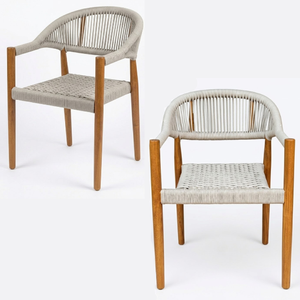 Chaises de restaurant en teck massif avec cadre en bois et corde robuste, design moderne pour l'extérieur, salon, hôpital - Product Image 4