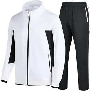Conjunto Deportivo Unisex 100% Algodón, Traje Deportivo para Hombre con Bloques de Color, Chaqueta con Cierre y Cuello Alto y Pantalones, Dos Piezas - Product Image 1