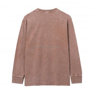 Wholesale 360gsm Custom Logo Washed Men's Round Neck Hoodie Heavy Loose Blank Street Pullover Retro Crew <b>Vintage</b> Sweater - Product Image 2