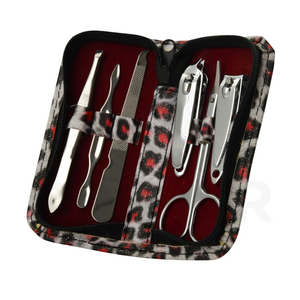 Luxury Leopard Print 7-Piece Stainless Steel Manicure & <b>Pedicure</b> Nail Care Kit with Portable Zipper Travel Case - Product Image 4