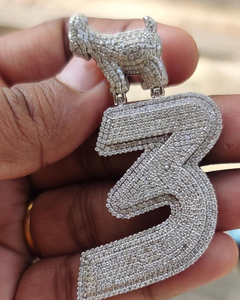 จี้รูปตัวอักษรประดับเพชรโมอิสซาไนต์แบบฮิปฮอป  จี้เงินแท้ 925  จี้ตัวอักษรหรือตัวเลข  เครื่องประดับอักษรย่อ - Product Image 1