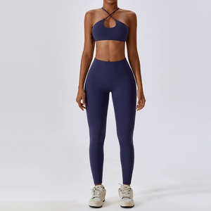 Conjunto de Leggings de Yoga para Mujer, Venta al por Mayor Directa de Fábrica, Diseño Sólido con Cintura en V, Control de Abdomen, Transpirable, Costuras Reforzadas para Entrenamiento - Product Image 6