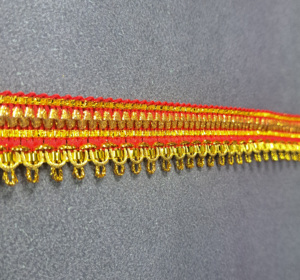 Ribete de Encaje Rojo Dorado de Alta Calidad para Prendas, Zapatos y Bolsos - Decoración Ecológica para Novias (Poliéster/Algodón) - Product Image 3