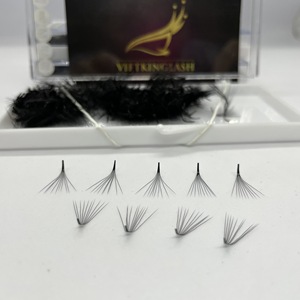 Extensiones de Pestañas Premade Volume Fans 10D 14mm Curva M Ultra Rápido Coreano PBT Cachemira Negro Mate Fácil de Aplicar - Product Image 5
