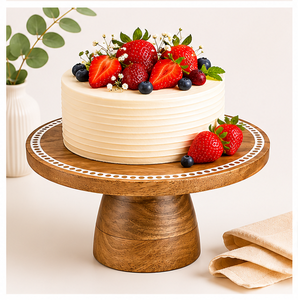 Base Redonda de Madera para Pastel, Hecha a Mano, de Primera Calidad, Pedestal Artesanal de Madera Sólida para Exhibición de Postres, para Bodas, Cumpleaños, Decoración de Cocina - Product Image 6
