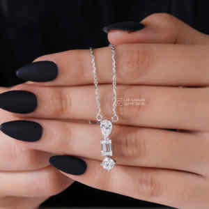 Pendentif Exquis en Or Jaune 14K avec Diamant de Laboratoire Rond Taille Brillant pour Femme, Bijou Synthétique de Luxe Couleur EF, Charme 2.41g - Product Image 3