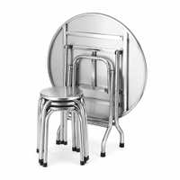 Table ronde pliante de 80 cm et 95 cm, imperméable, pour restaurant en plein air, fournie par l'usine