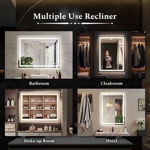 Specchio da Bagno LED Antiappannamento 24x36 Pollici, Specchio Intelligente per Trucco con Doppia Fonte Luminosa e Tre Modalità di Illuminazione, Bianco - Product Image 5