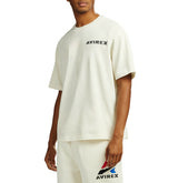 OEM Custom 100% Cotton AVIREX Men's <b>Cream</b> Short Sleeve T-Shirt Regular Fit Cotton Jersey O-Neck Casual Letter Print Front Logo - Product Image 5