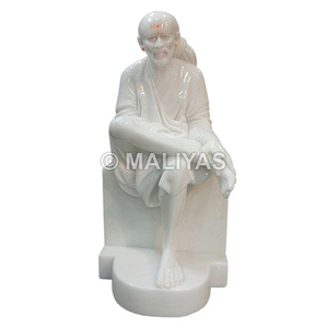 รูปปั้นพระศรีสิทธิ์สายบาจาห์จากหินอ่อนแท้ |   รูปปั้นพระศรีศิริไสบาบา ทำจากหินอ่อนสีขาว ท่านั่งสมาธิ – มาลียาส - Product Image 1