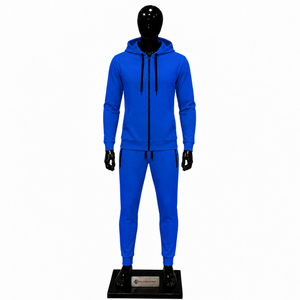Premium Men's Blue Hooded Tracksuit <b>Full</b> <b>Zip</b> Casual Solid Color <b>Sweatshirt</b> and Pants Set Regular Fit Autumn Wear Casual Street - Product Image 1