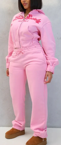Conjunto de Sudadera Corta y Pantalones Deportivos para Mujer de Alta Calidad, con Estampado Personalizado, Estilo Urbano - Product Image 2
