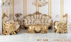 Sofá en forma de L de estilo europeo, tallado a mano, estilo Empire, con sillón para sala de estar, acabado antiguo. - Product Image 5