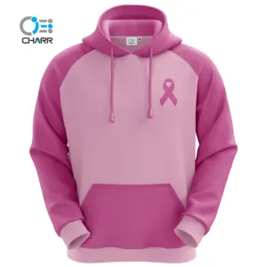Sudadera con capucha personalizada de alta calidad, ropa deportiva transpirable con sublimación para concientización de cáncer de pecho
