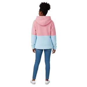 Sudadera con Capucha de Felpa para Niñas, Diseño de Bloques de Color, Estilo Jack and Jill, Acogedora para Invierno, Moda Juvenil - Product Image 3